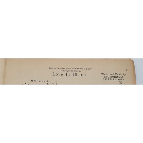 Vintage Sheet Music Love In Bloom 1934 Piano Voice Ukulele - Picture 3 of 4